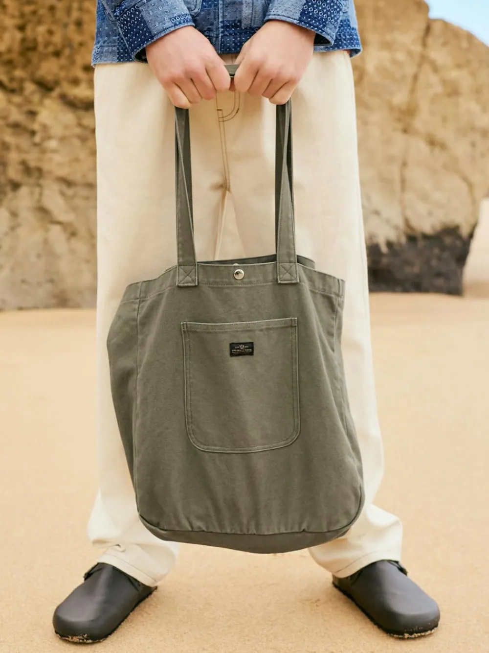 Outlet Next Khaki Green Cotton Tote Bag