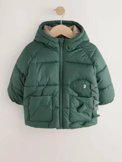 Discount Next Khaki Green Dinosaur Pocket Padded Coat (3mths-7yrs)