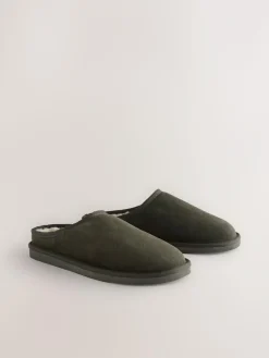 Next Faux Fur Lined Signature Suede Mule Slippers^ Slippers|Slippers