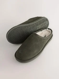Next Faux Fur Lined Signature Suede Mule Slippers^ Slippers|Slippers