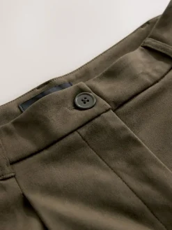 Online Next Khaki Green Faux Suede Longline Shorts