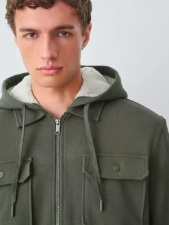 Next Hooded Borg Fleece Lined Shacket^ Sweatshirts & Hoodies|Sweatshirts & Hoodies