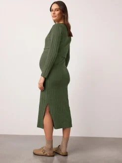 Next Maternity Long Sleeve Nursing Shelf Dress^Women Midi Dresses