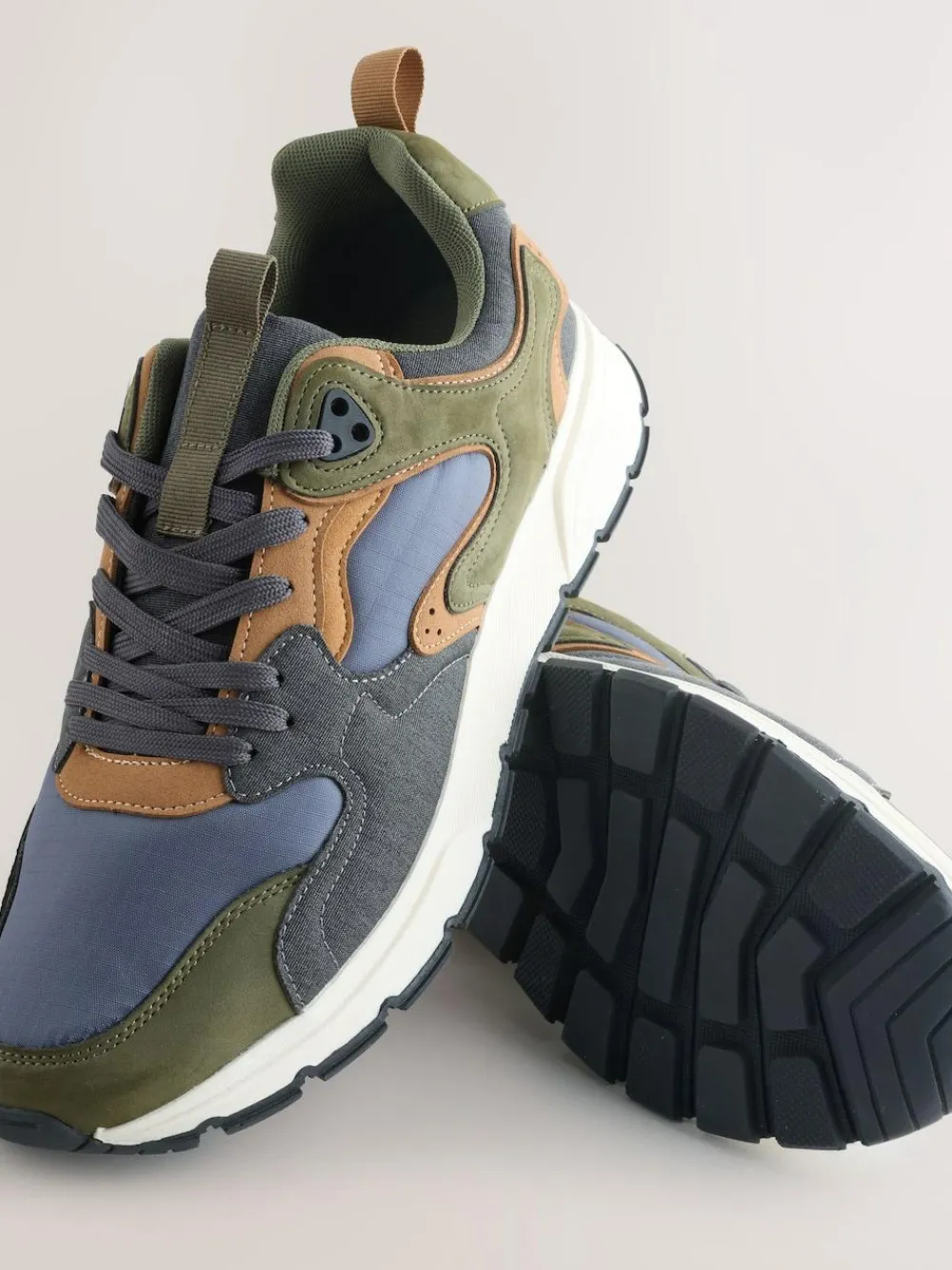 Next Khaki Green Multipanel Trainers^ Sneakers