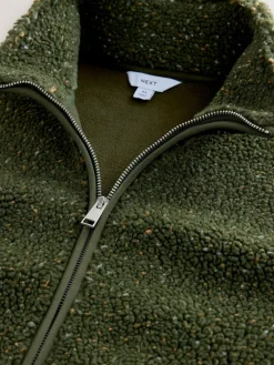 Sale Next Zip Through Funnel Borg Fleece Khaki Green Nep