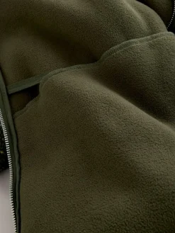 Sale Next Zip Through Funnel Borg Fleece Khaki Green Nep