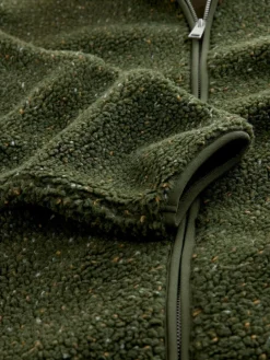 Sale Next Zip Through Funnel Borg Fleece Khaki Green Nep