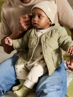 Next Khaki Green Nylon Quilted Baby Jacket (0mths-2yrs)^BOY Baby Winter Clothing|Coats, Jackets & Pramsuits