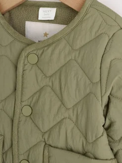 Next Khaki Green Nylon Quilted Baby Jacket (0mths-2yrs)^BOY Baby Winter Clothing|Coats, Jackets & Pramsuits