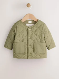 Next Khaki Green Nylon Quilted Baby Jacket (0mths-2yrs)^BOY Baby Winter Clothing|Coats, Jackets & Pramsuits