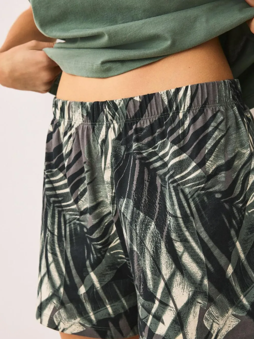 Outlet Next Short Pyjamas Set Khaki Green Palm