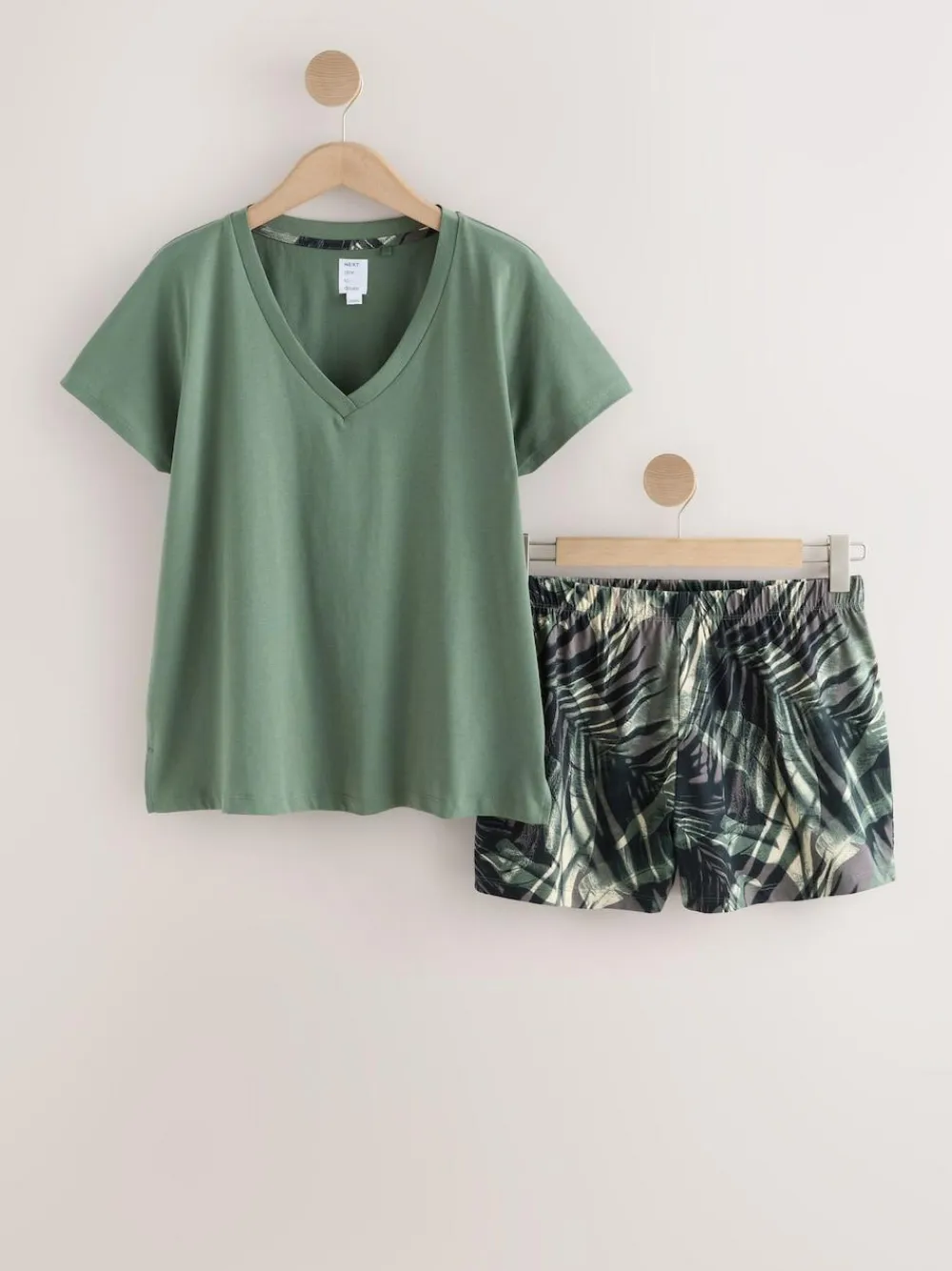 Outlet Next Short Pyjamas Set Khaki Green Palm