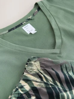Outlet Next Short Pyjamas Set Khaki Green Palm