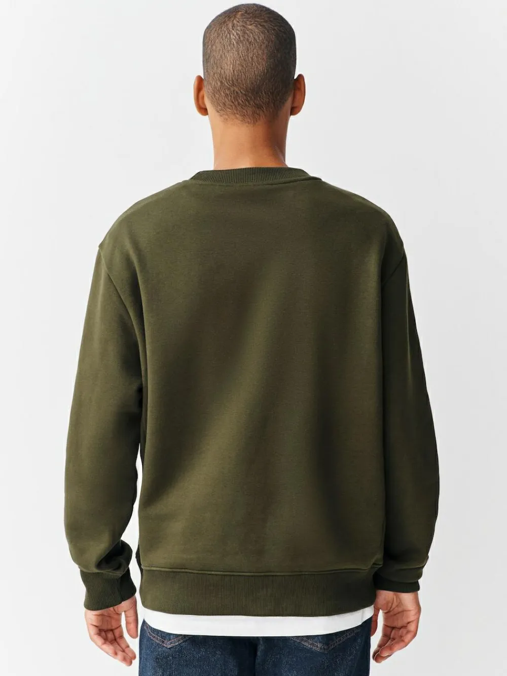 Next Khaki Green Regular Fit Heavyweight Cotton Rich Crew Neck Sweatshirt^ Sweatshirts & Hoodies|Sweatshirts & Hoodies