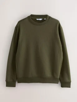 Next Khaki Green Regular Fit Heavyweight Cotton Rich Crew Neck Sweatshirt^ Sweatshirts & Hoodies|Sweatshirts & Hoodies
