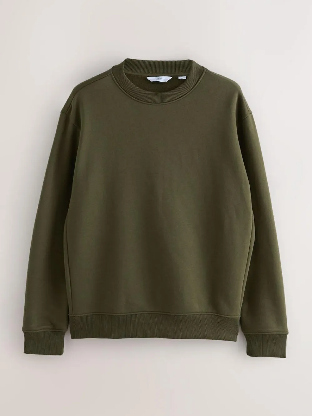 Next Khaki Green Regular Fit Heavyweight Cotton Rich Crew Neck Sweatshirt^ Sweatshirts & Hoodies|Sweatshirts & Hoodies