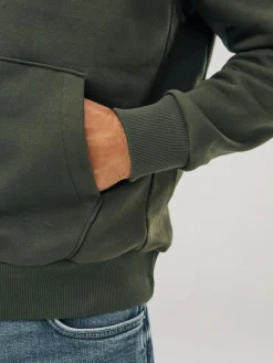 New Next Khaki Green Regular Fit Heavyweight Cotton Rich Jersey Hoodie