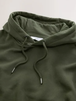 New Next Khaki Green Regular Fit Heavyweight Cotton Rich Jersey Hoodie