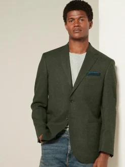 Hot Next Regular Fit Textured Smart Blazer Khaki Green