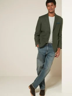 Hot Next Regular Fit Textured Smart Blazer Khaki Green