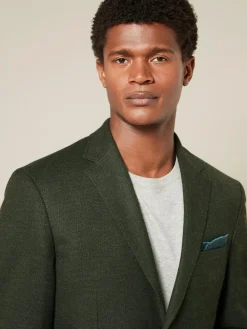 Hot Next Regular Fit Textured Smart Blazer Khaki Green