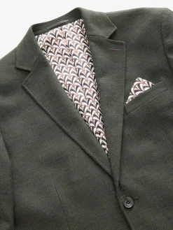 Hot Next Regular Fit Textured Smart Blazer Khaki Green