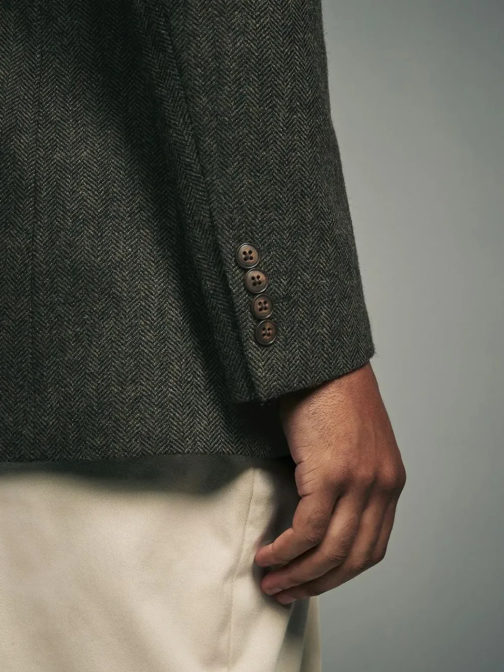 Discount Next Regular Fit Wool Rich Herringbone Blazer Khaki Green