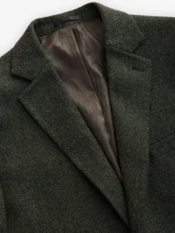 Discount Next Regular Fit Wool Rich Herringbone Blazer Khaki Green