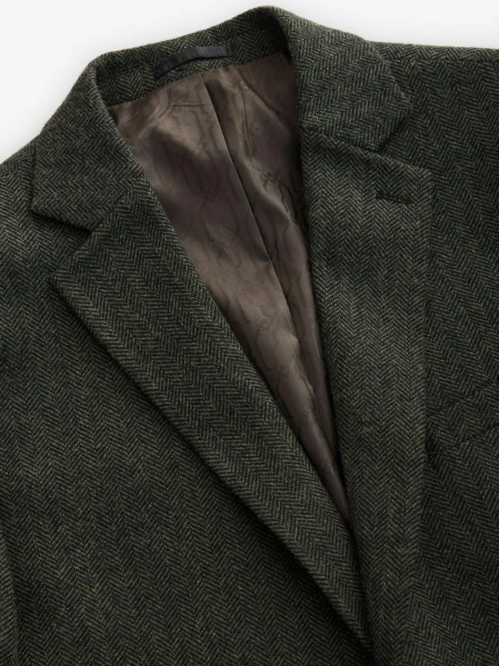 Discount Next Regular Fit Wool Rich Herringbone Blazer Khaki Green