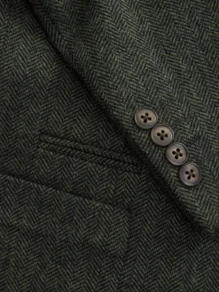 Discount Next Regular Fit Wool Rich Herringbone Blazer Khaki Green