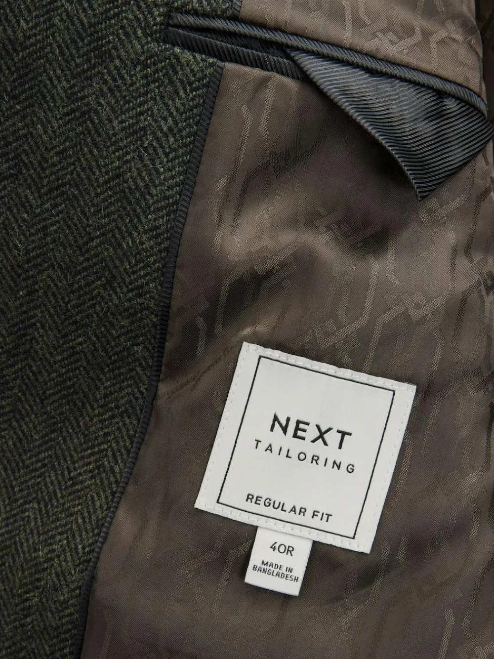 Discount Next Regular Fit Wool Rich Herringbone Blazer Khaki Green