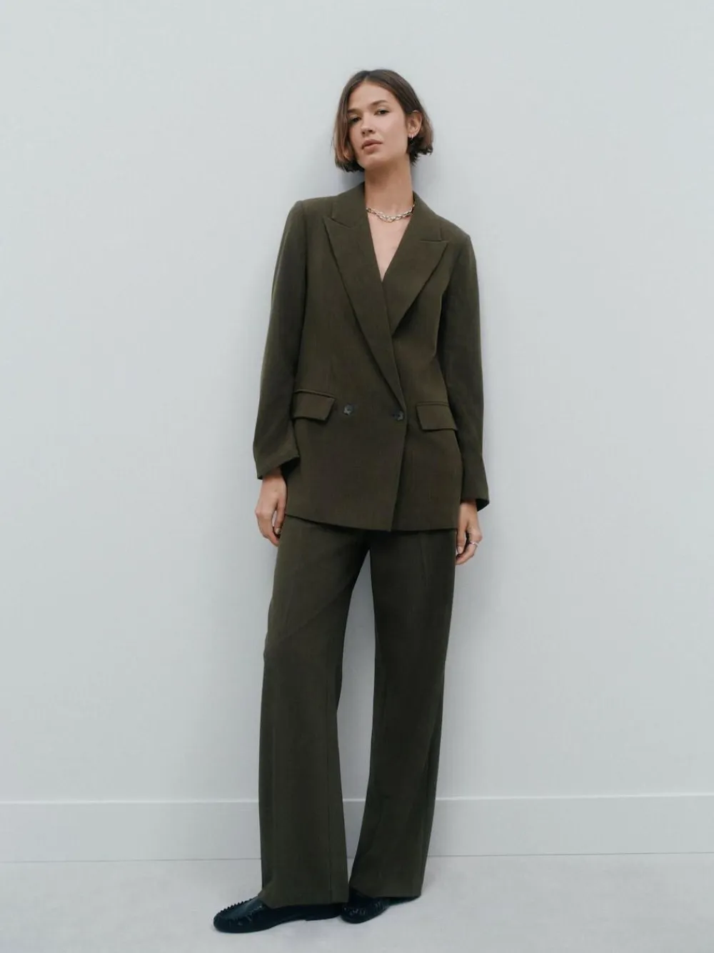Next Khaki Green Relaxed Crosshatch Blazer^Women Blazers|Suits & Tailoring