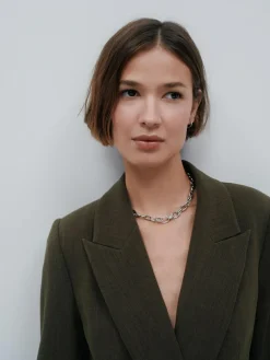 Next Khaki Green Relaxed Crosshatch Blazer^Women Blazers|Suits & Tailoring