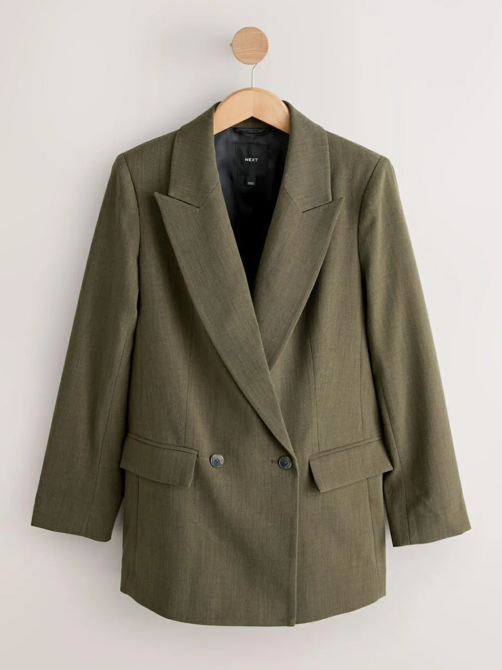 Next Khaki Green Relaxed Crosshatch Blazer^Women Blazers|Suits & Tailoring