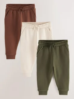 Discount Next Soft Touch Joggers 3 Pack (3mths-7yrs) Khaki Green/ Rust Brown/ Ecru