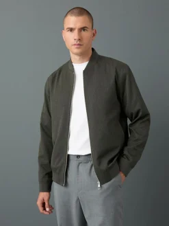 Next Khaki Green Smart Bomber Jacket^ Blazers & Formal Jackets