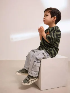 Next Khaki Green Standard Fit (F) Touch Fastening Skate Trainers^BOY Sneakers