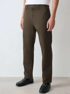 Hot Next Khaki Green Straight Fit Stretch Chinos Trousers