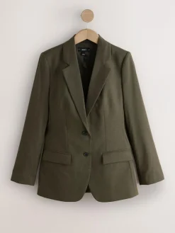 Clearance Next Khaki Green Tailored Single Breasted Blazer With Wool