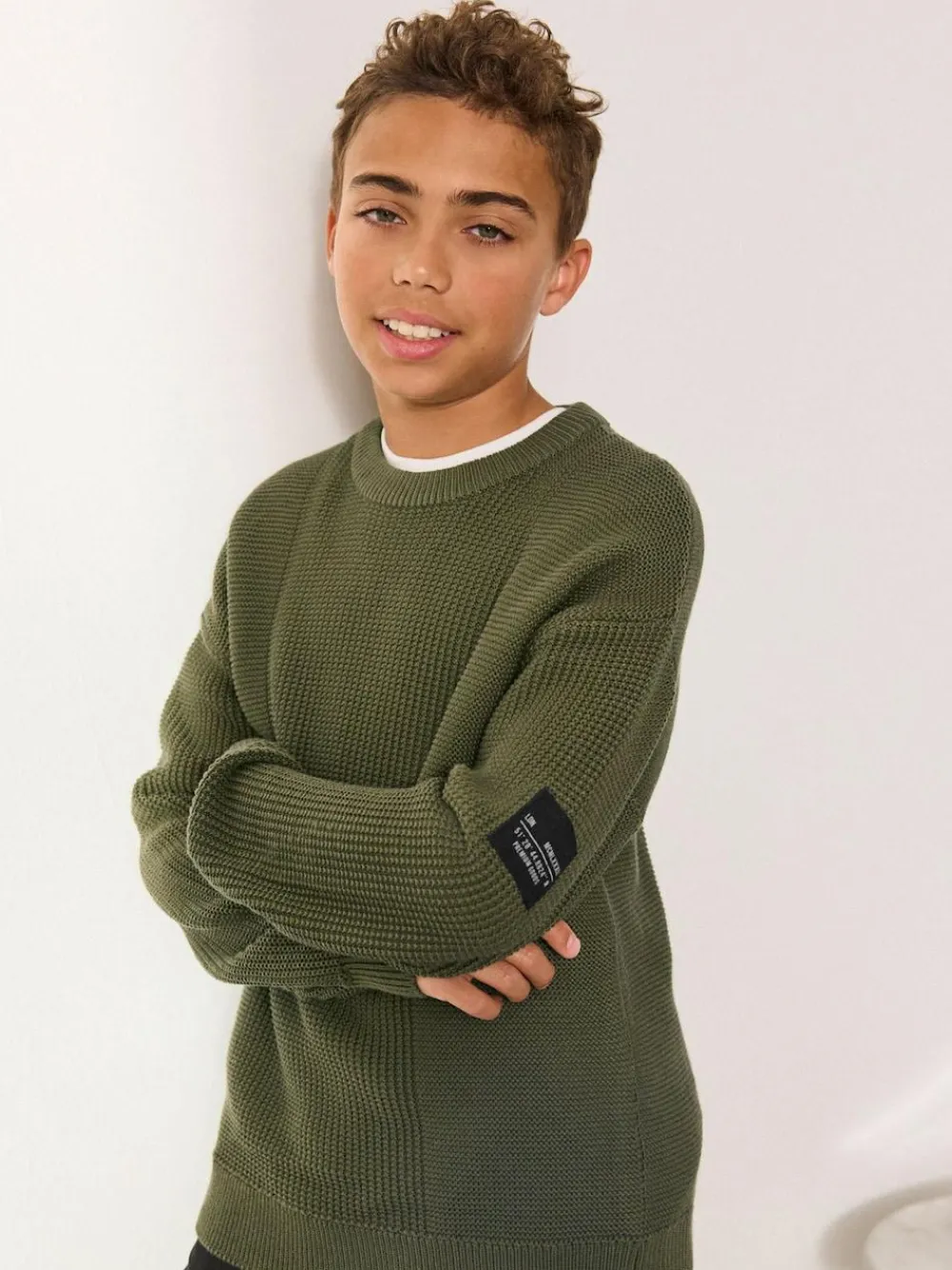 Discount Next Khaki Green Utility Knitted Crew Neck Jumper (3-16yrs)