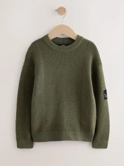 Discount Next Khaki Green Utility Knitted Crew Neck Jumper (3-16yrs)