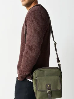 Online Next Khaki Green Wax Cotton Cross-Body Bag