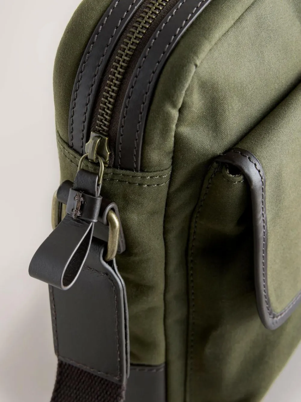 Online Next Khaki Green Wax Cotton Cross-Body Bag