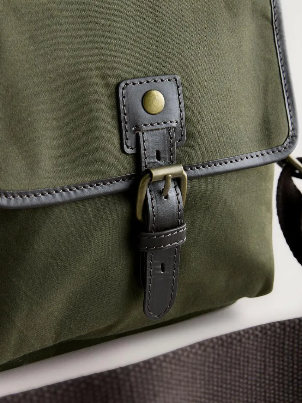 Online Next Khaki Green Wax Cotton Cross-Body Bag