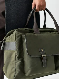 Next Khaki Green Wax Cotton Weekend Holdall Bag