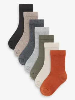Next Cotton Rich Fine Rib Socks 7 Pack^BOY Socks & Tights|Socks & Tights