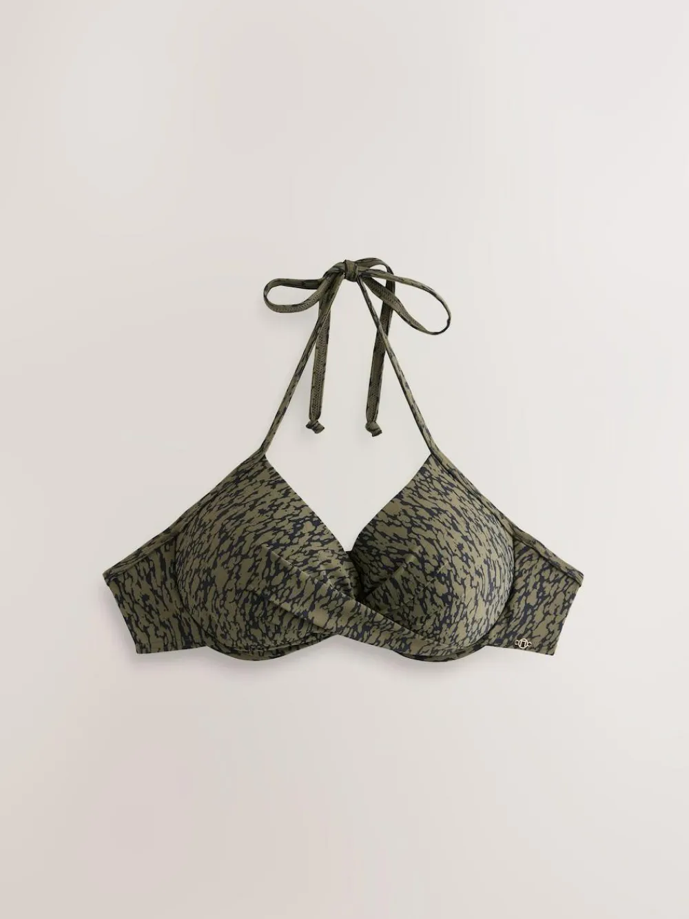 Sale Next Khaki/Black Print Padded Wired Plunge Bikini Top