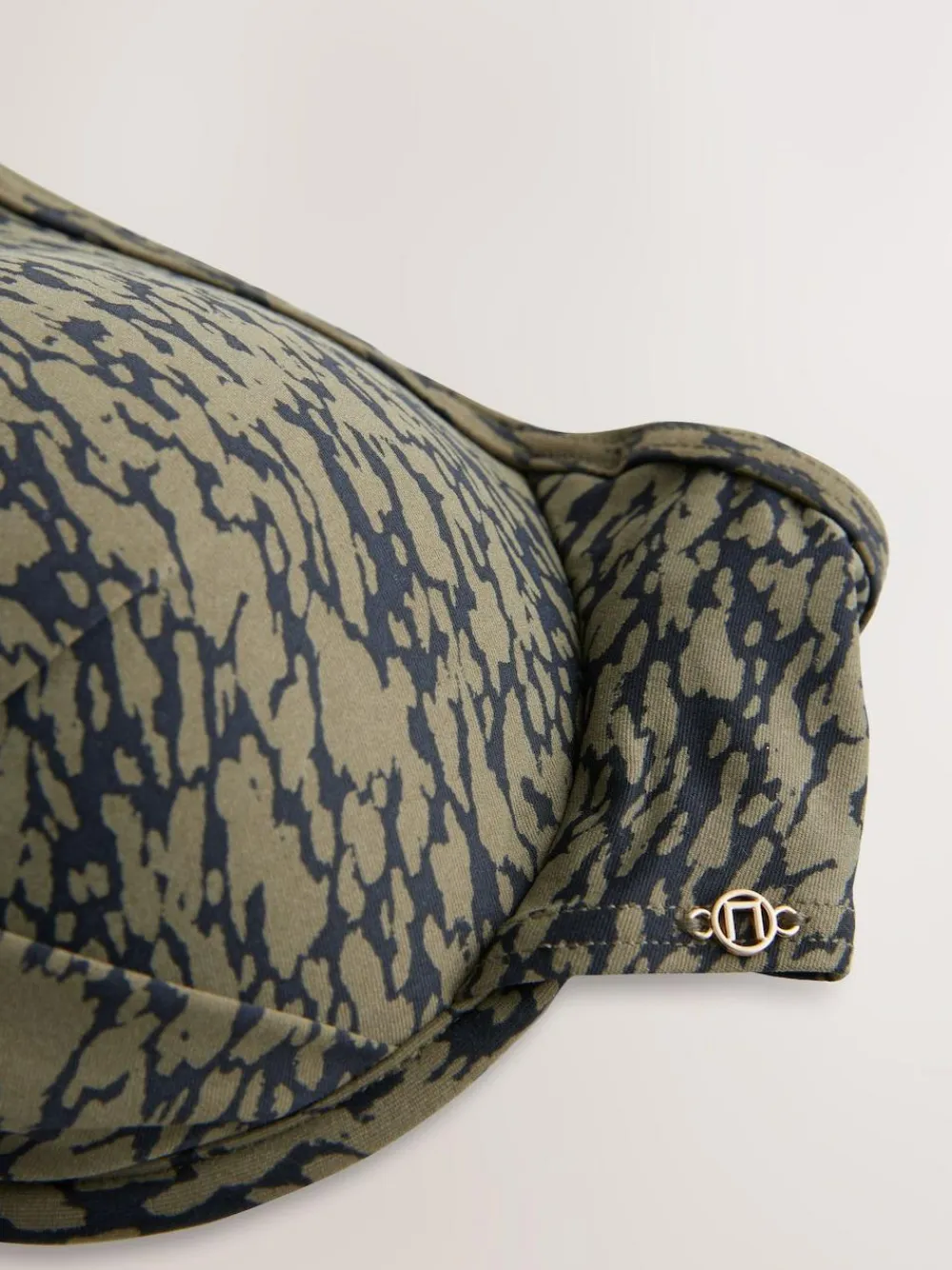 Sale Next Khaki/Black Print Padded Wired Plunge Bikini Top