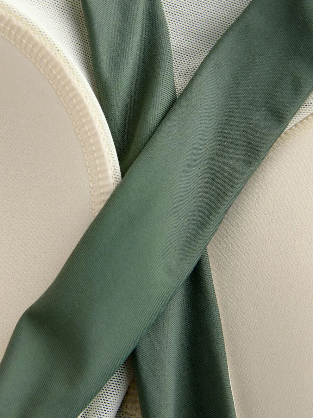 Sale Next High Neck Halterneck Tummy Control Swimsuit Khaki/Cream