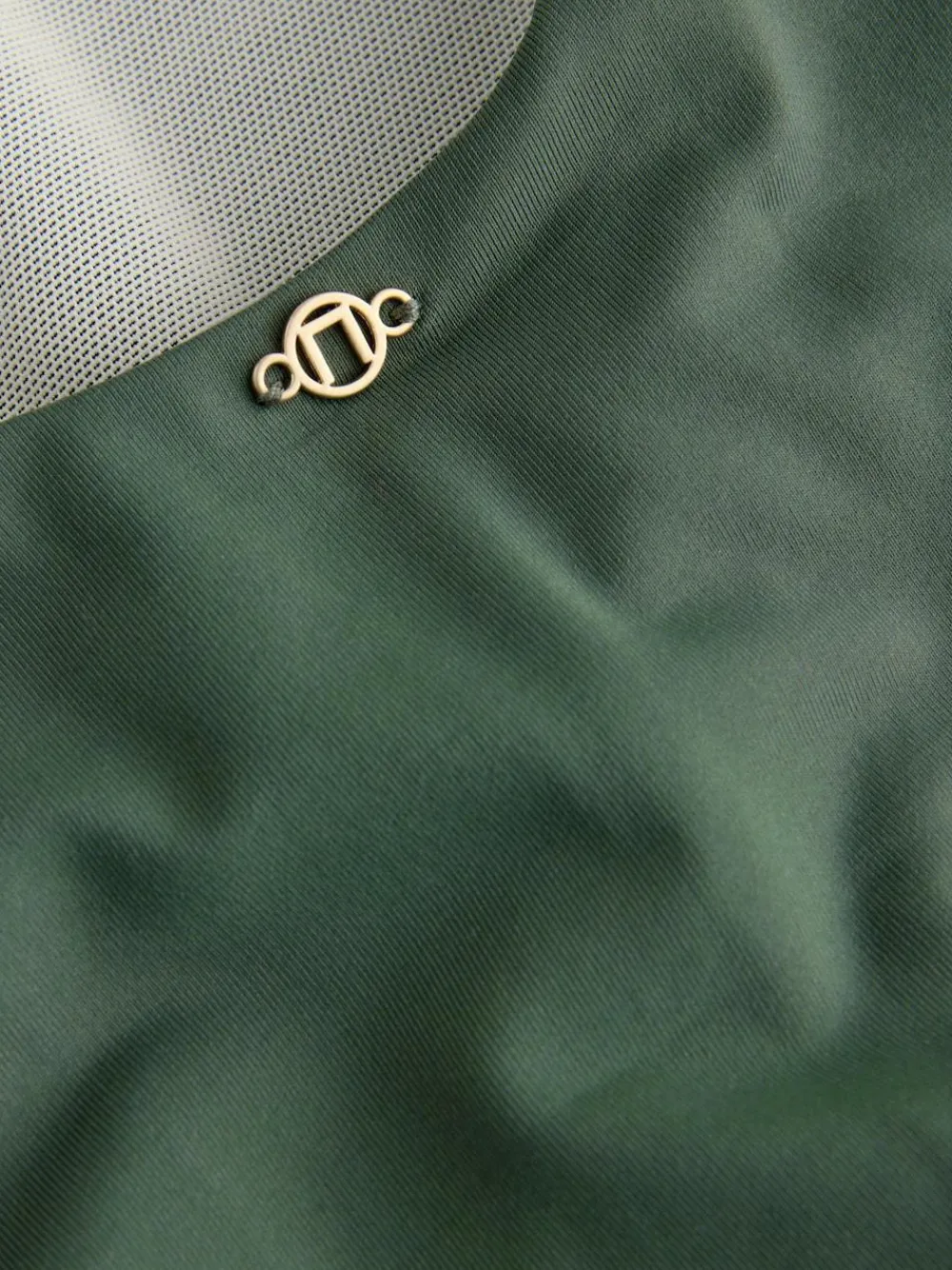 Sale Next High Neck Halterneck Tummy Control Swimsuit Khaki/Cream